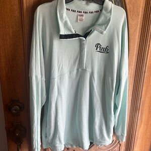 Pink long sleeve 3/4 button up pull over